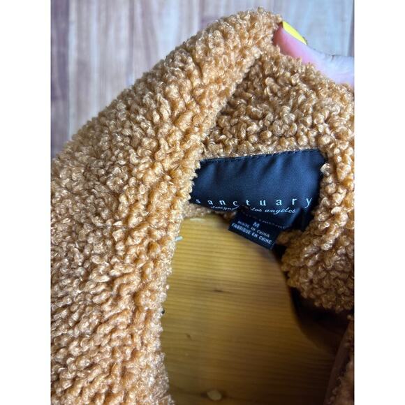 Sanctuary Teddy Bear Jacket Coat Carmel Brown Women's Size M New - Picture 3 of 5